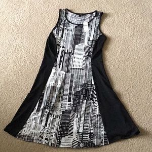 Black and white city print dress